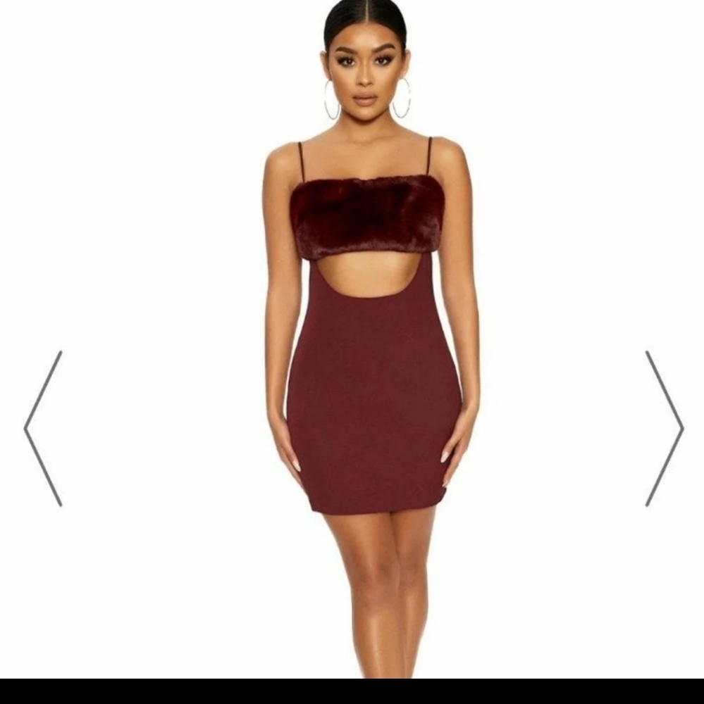 Red fur topped dress